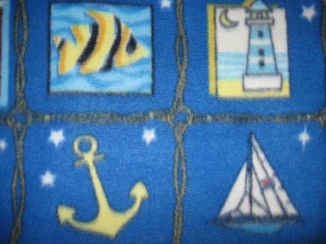 Image 2 of Lifebuoy Sailboat Lighthouse Anchor Seashell Starfish Fleece Blanket 36