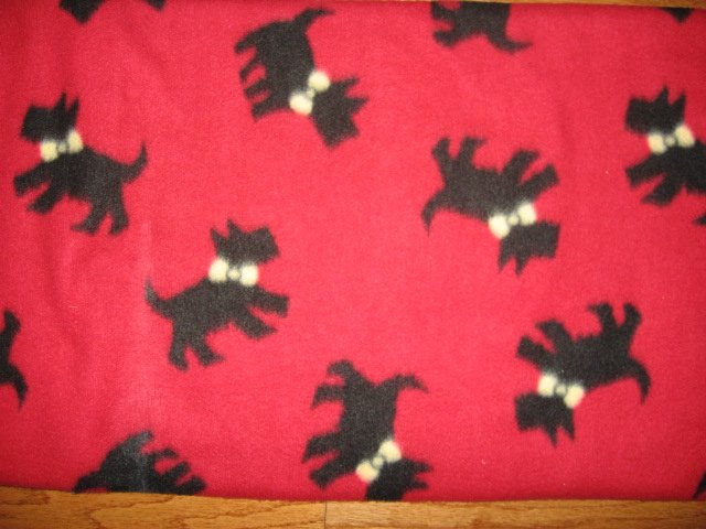 Scottie Dog Bow red Fleece pet Blanket or toddler drag along / 
