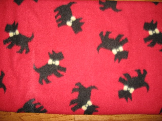 Image 0 of Scottie Dog with Bow red Fleece Blanket 46 by 60