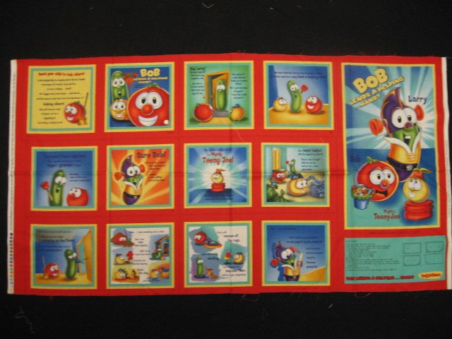 Veggie Tales baby Soft book fabric Panel to Sew Teach a child to help others / 