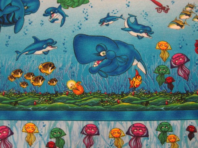 Whales fish sea life Artist Wyland  New soft sewing cotton Fabric By The Yard
