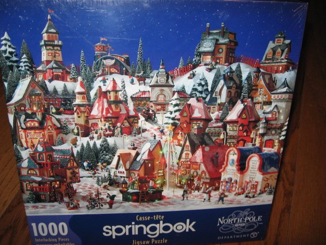 Image 0 of North Pole Christmas Santa Claus village 1000 pcs sealed Puzzle yr 2000  