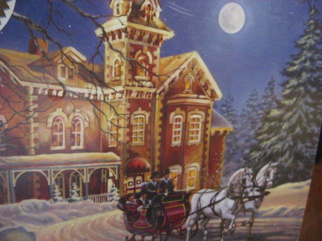Image 1 of Moonlight Travel Horse sleigh Victorian House sealed 350 pieces puzzle 2006 