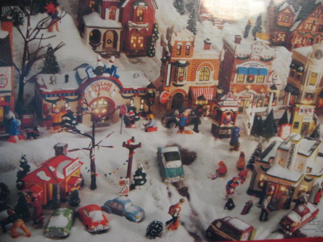 Image 1 of Snow village Houses Hallmark 1000 pieces sealed Puzzle  year 1997