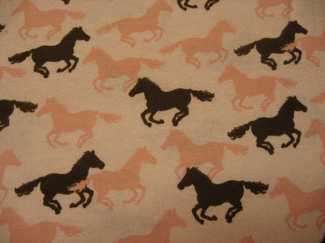 Pink and brown horses Toddler Daycare Flannel Blanket 
