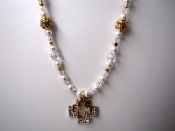 Thumbnail of Trinity Cross Pearl and Crystal Necklace
