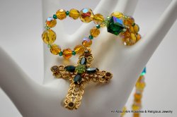 Thumbnail of Topaz Emerald Cross Necklace