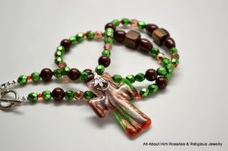 Thumbnail of Red & Green Lampwork Cross Necklace