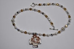 Thumbnail of Swarovski Pearl Trinity Cross Necklace