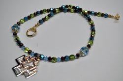 Thumbnail of Silver Green and Aqua Trinity Necklace