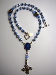 Thumbnail of Blue Miraculous Medal Rosary Necklace