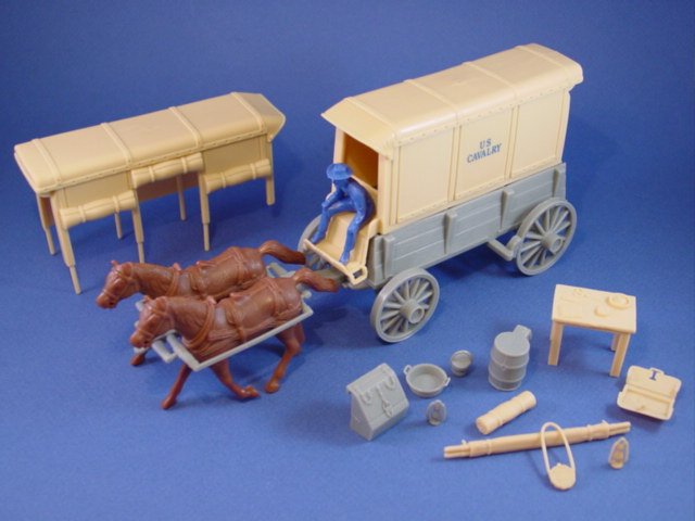 Marx Toy Soldiers Playset CTS US 7th Cavalry Wagon Set with Supplies
