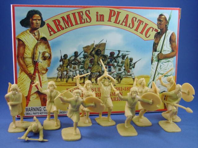 Armies in Plastic 54mm Beja Tribesman Fuzzy Wuzzy Warriors - 20 figures cast in light tan