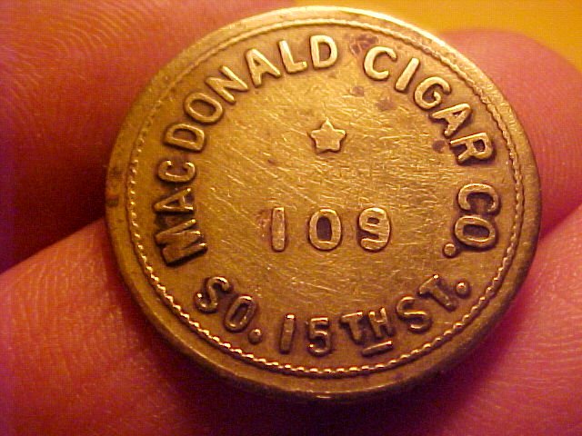 Buy cigar company gifts - (Omaha, Nebraska) Token: Macdonald Cigar CO. * 10&Acirc;&cent; * 1927 - 1932