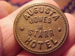 Thumbnail of Augusta, Montana??) AUGUSTA HOTEL JONES & STARR 25c Token