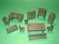 Thumbnail of Marx Recast 12 Piece Army HQ Furniture Plastic Set