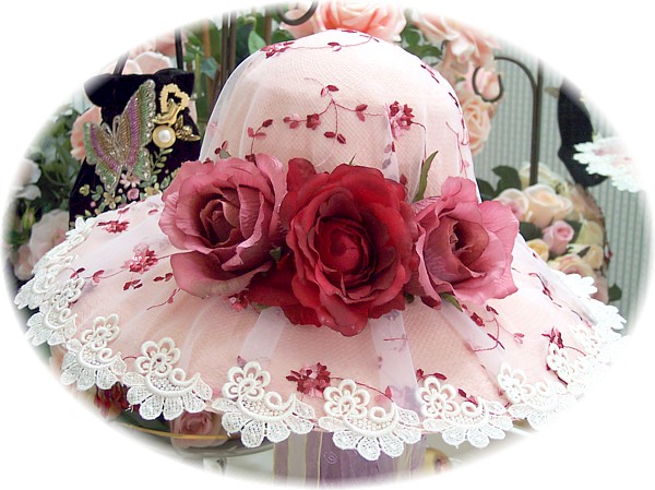 Thumbnail of Victorian Cottage Burgandy Lace Tea Hat