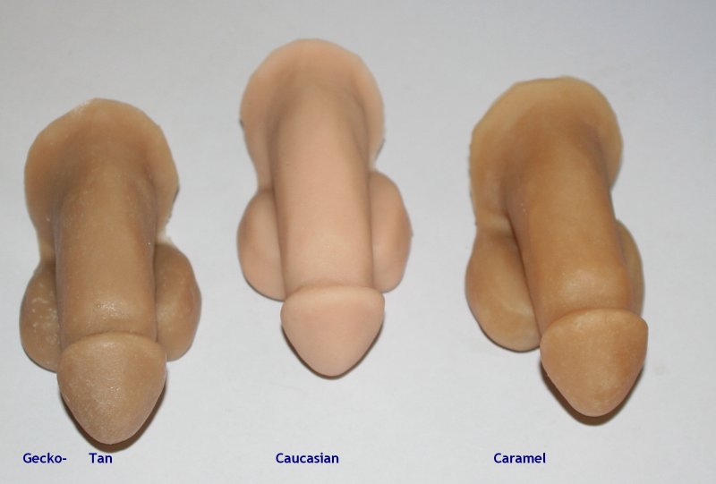 From left to right top row: Tan, Light brown, chocolate, Bottom row Flesh pink, Caucasian, Caramel
