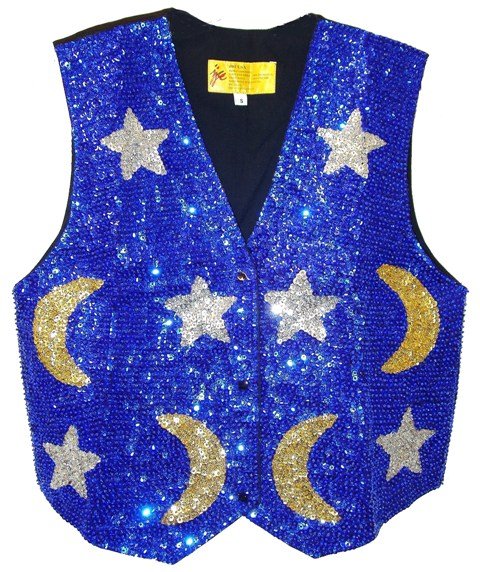 blue sequin vest