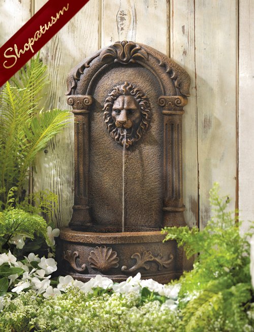 Lion Wall Fountain, Courtyard Garden Fountain, Lion Indoor Outdoor