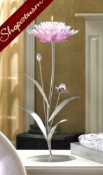 Thumbnail of Dramatic Pink Lotus Floral Silver Candle Holder Centerpiece