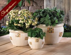 Thumbnail of Southwestern Ceramic Garden Planters Checker Design 3 Pc Set