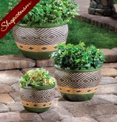 Thumbnail of Jade Green Ceramic Indoor Outdoor Garden Planters Set of 3