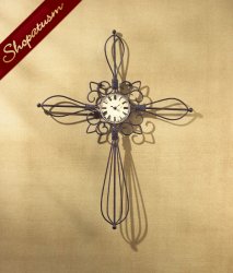 Thumbnail of Cathedral Spanish Mission Metal Cross Wall Clock