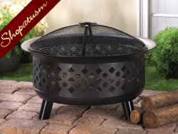Thumbnail of Black Geometric Backyard Garden Mesh Top Fire Pit