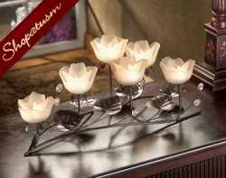 Thumbnail of 10 Elegant Frosted White Lotus Rustic Centerpiece Candelabra
