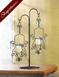Thumbnail of 10 Candelabra Black Crystal Drop Candle Holder Centerpiece