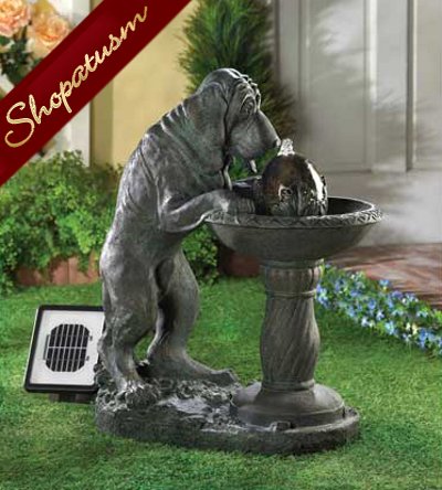  Bronze Fountain, Parched Dog Solar Fountain, Dog Sculpture Fountain