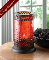Thumbnail of Centerpiece Standing Lacework Amber Glass Candle Lantern