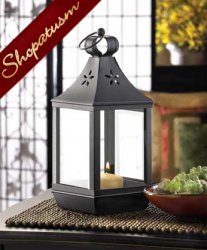 Thumbnail of 20 Black Centerpieces Colonial Carriage Style Pillar Candle Lantern