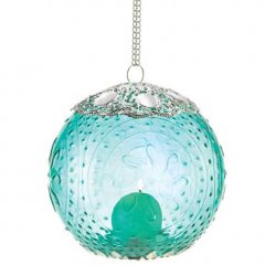Thumbnail of 20 Aquamarine Silver Round Globe Hanging Candle Lanterns w Chain