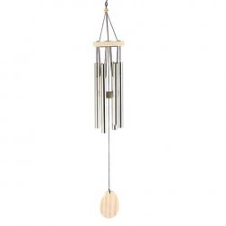 Thumbnail of Classic Bleach Wood Silver Tone Pipes Aluminum Windchime