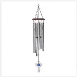 Thumbnail of Amazing Grace Cobalt Crystal and Silver Cross Windchime