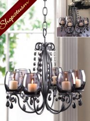 Thumbnail of Black Midnight Elegance Crystal Bead Hanging Chandelier