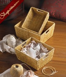 Thumbnail of Arcadian Corn Husk Thick Weave Storage Nesting Basket Set