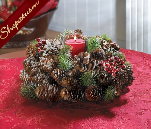 frosted pine cone wreath centerpiece holiday candle holder frosted pine cone wreath centerpiece holiday candle holder