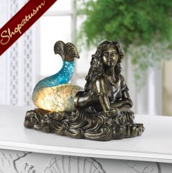 Thumbnail of Beautiful Mermaid Bronzed Polyresin Statue Table Lamp