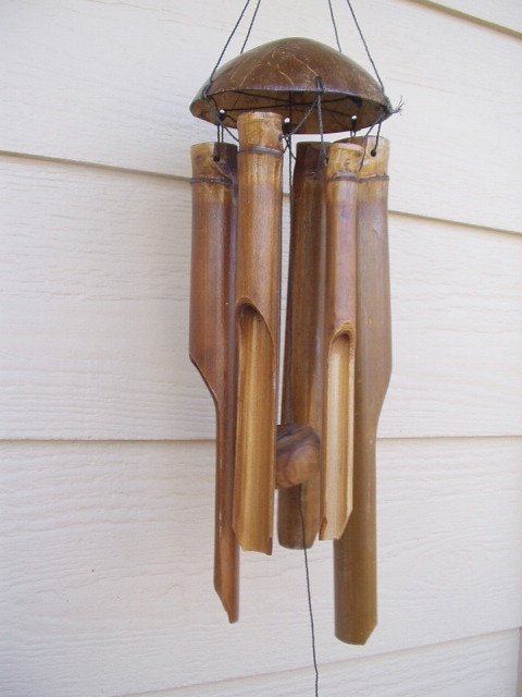 Bamboo Wind Chimes 30 Inch Dark Stain And Half Coconut