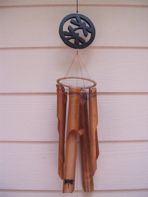 Prestomart Bamboo Wind Chimes 36 Inch Carved Wood Peace Sign Symbol
