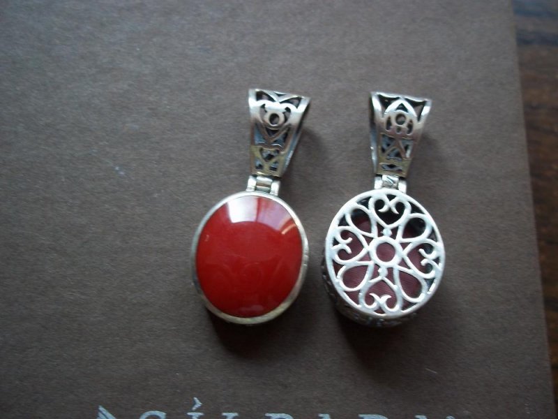 Sterling Silver Sliced Shell Red Pendant Silpada