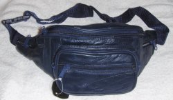 Thumbnail of Genuine Patch Leather Fanny Pack - #7078 -NAVY BLUE