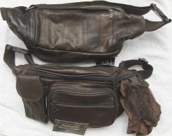 Thumbnail of Genuine Lambskin Leather Fanny Pack - #3074 - DK. BROWN