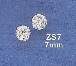 Thumbnail of Sterling Silver & 7mm CZ round stud earrings