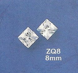 Thumbnail of Sterling Silver & 8mm CZ Square Stud Earrings