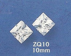 Thumbnail of Sterling Silver & 10mm CZ Square Stud Earrings