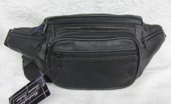Thumbnail of Genuine Lambskin Leather Fanny Pack - #3078 BLACK